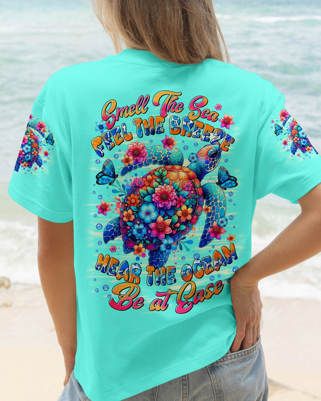 BLISSCORNERS SMELL THE SEA FEEL THE BREEZE TURTLE ALL OVER PRINT