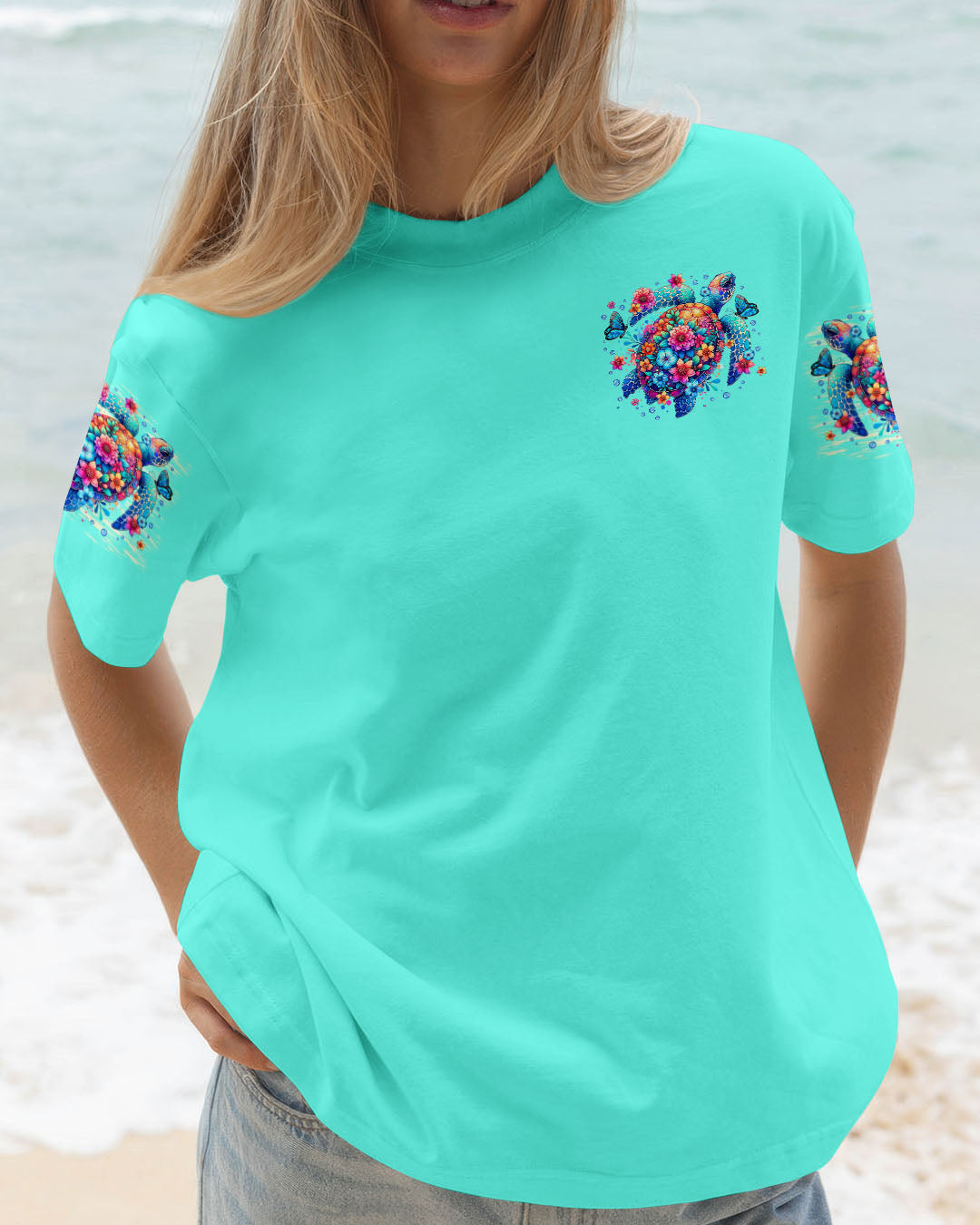 BLISSCORNERS SMELL THE SEA FEEL THE BREEZE TURTLE ALL OVER PRINT