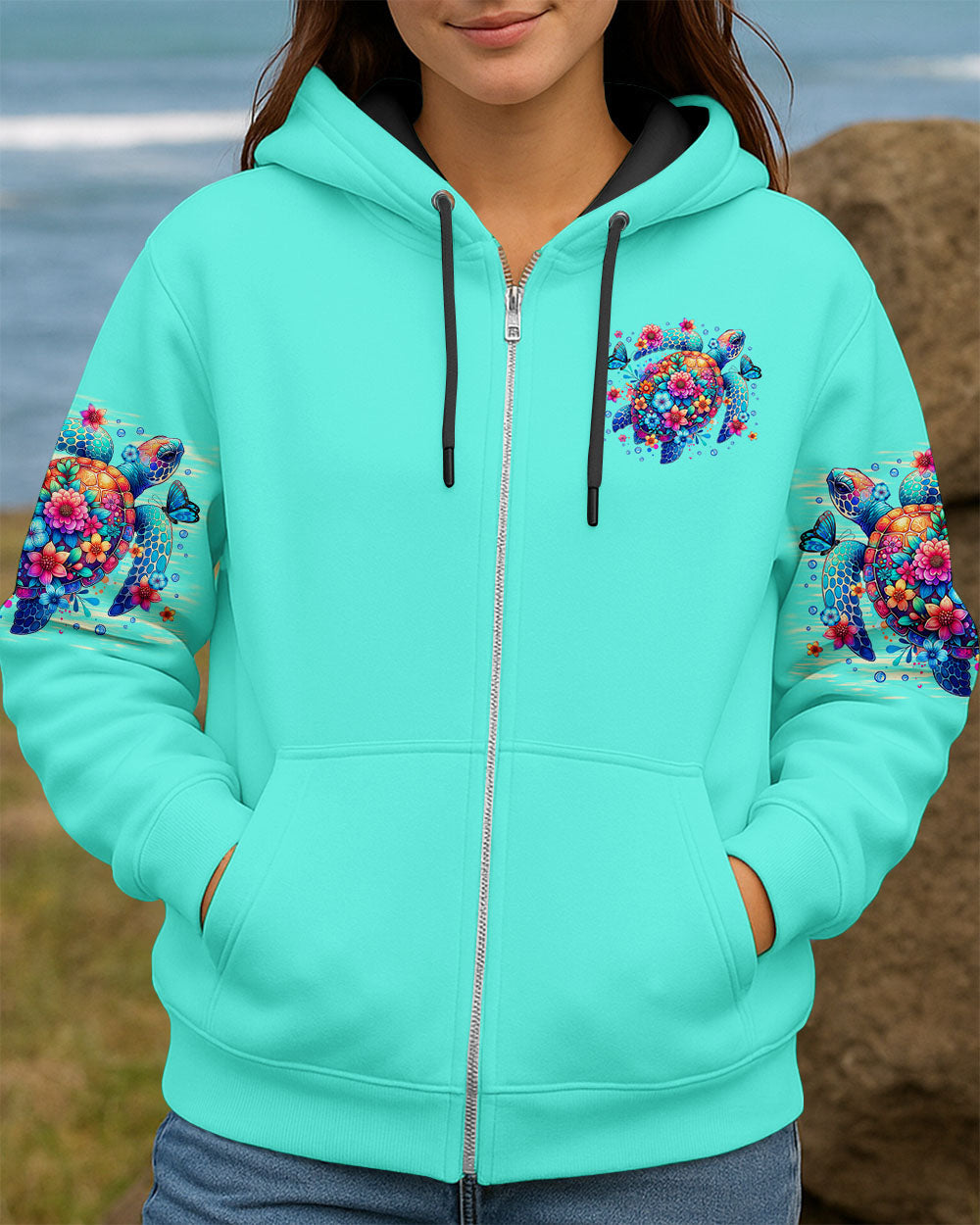 BLISSCORNERS SMELL THE SEA FEEL THE BREEZE TURTLE ALL OVER PRINT