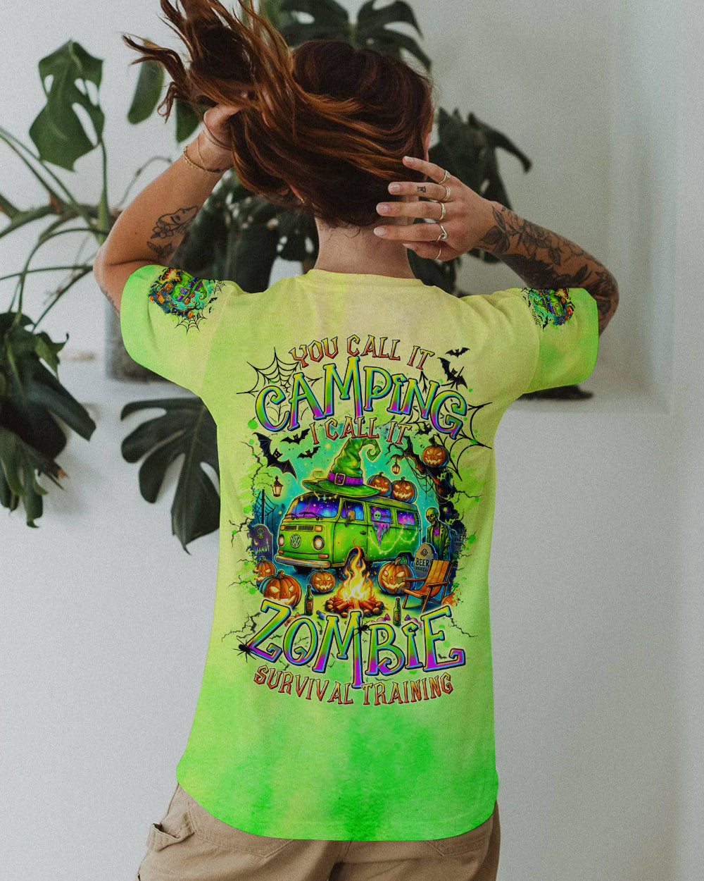 BLISSCORNERS ZOMBIE SURVIVAL TRAINING CAMPING HALLOWEEN ALL OVER PRINT