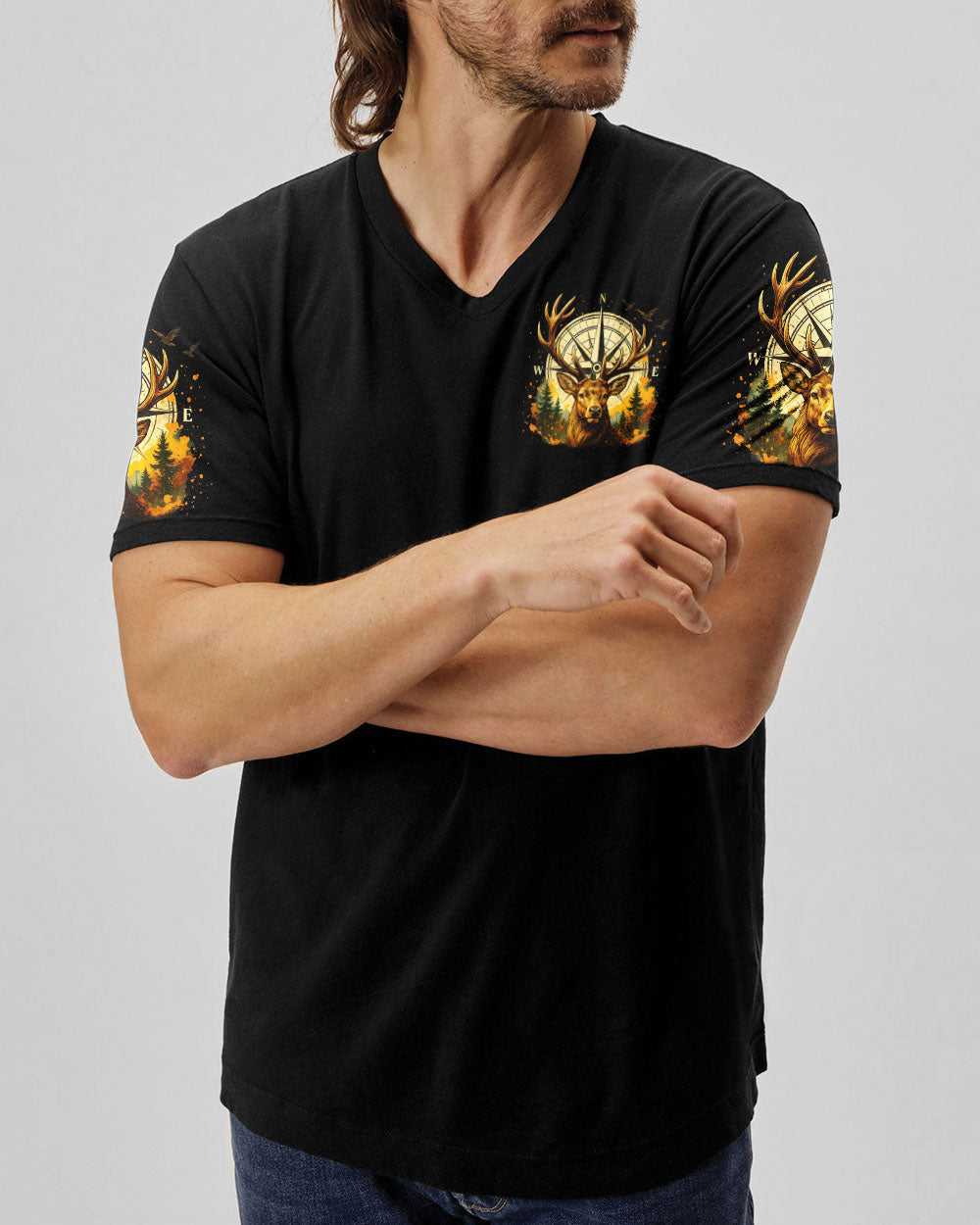 BLISSCORNERS NOT ALL WHO WANDER ARE LOST DEER COMPASSALL OVER PRINT