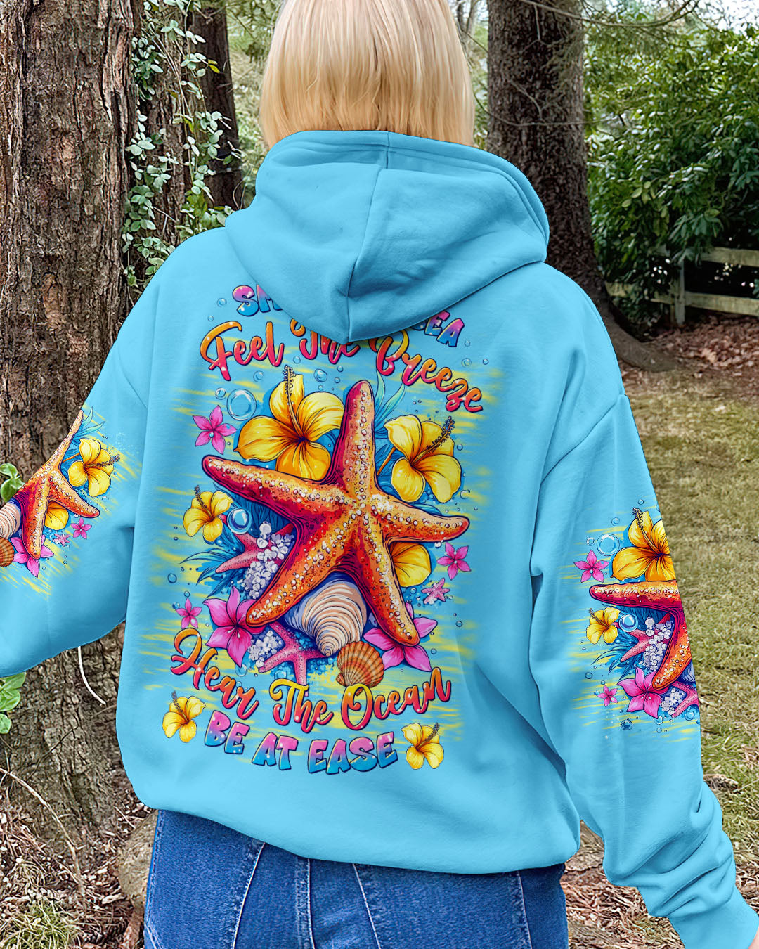 BLISSCORNERS SMELL THE SEA FEEL THE BREEZE STARFISHALL OVER PRINT