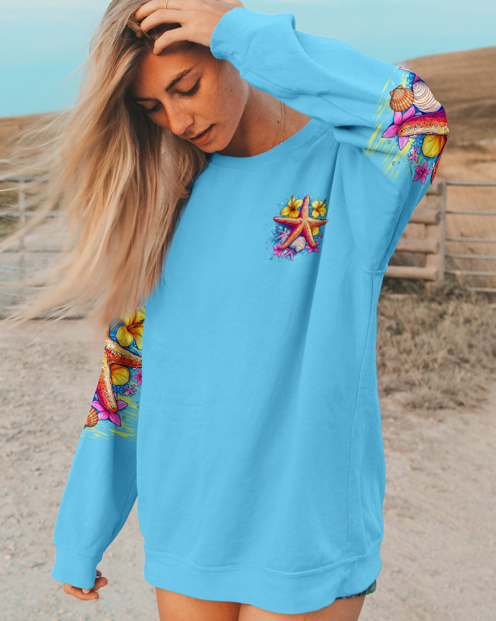 BLISSCORNERS SMELL THE SEA FEEL THE BREEZE STARFISHALL OVER PRINT