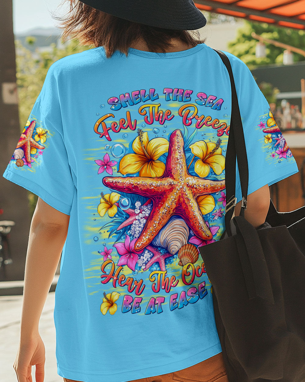 BLISSCORNERS SMELL THE SEA FEEL THE BREEZE STARFISHALL OVER PRINT