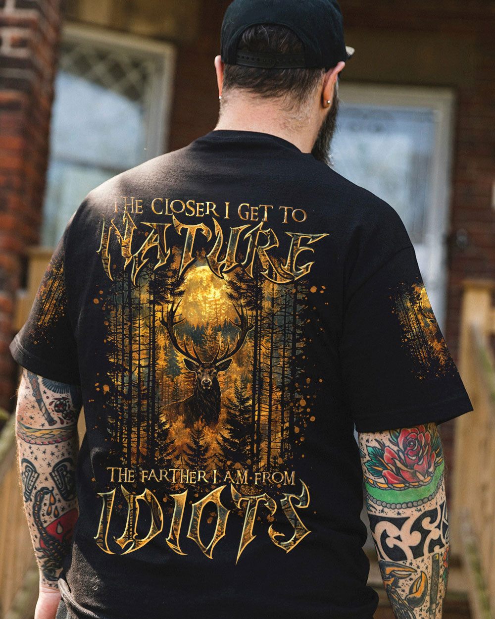 BLISSCORNERS THE CLOSER I GET TO NATURE DEER HUNTING ALL OVER PRINT