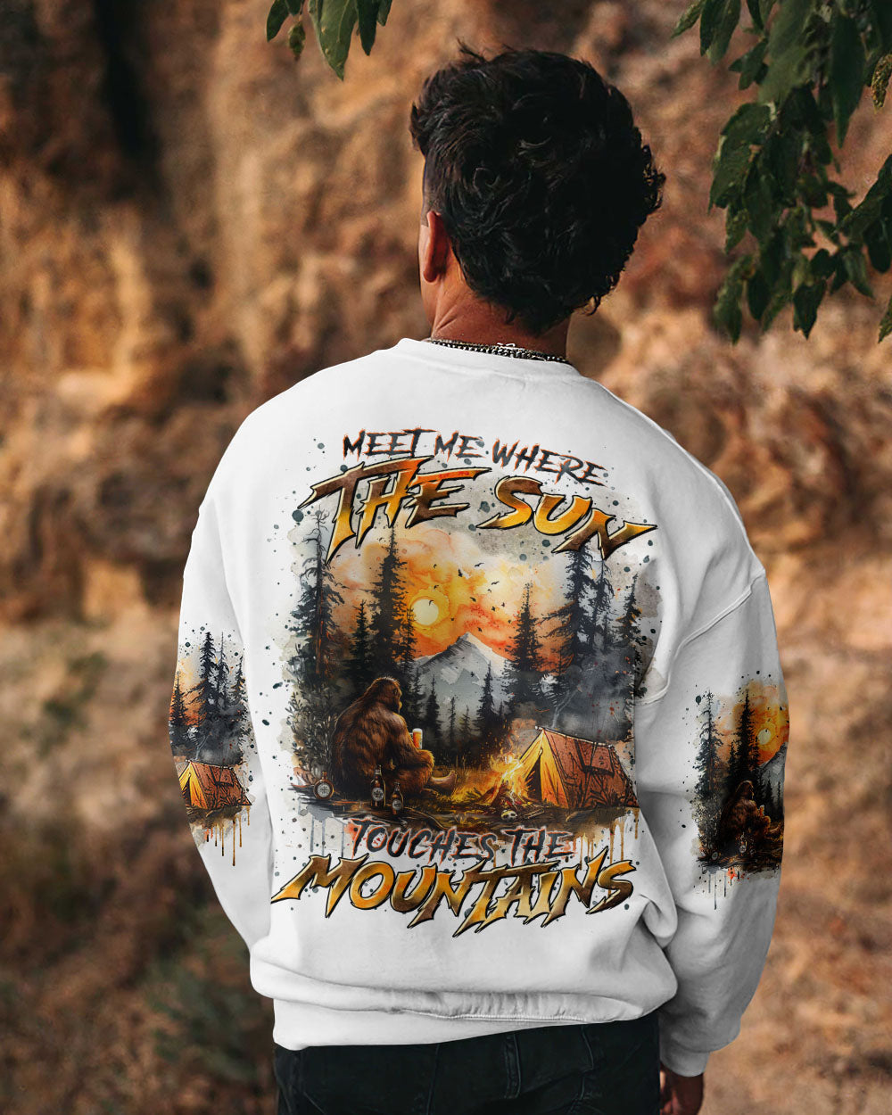 BLISSCORNERS MEET ME WHERE THE SUN TOUCHES THE MOUTAINS BIGFOOT ALL OVER PRINT