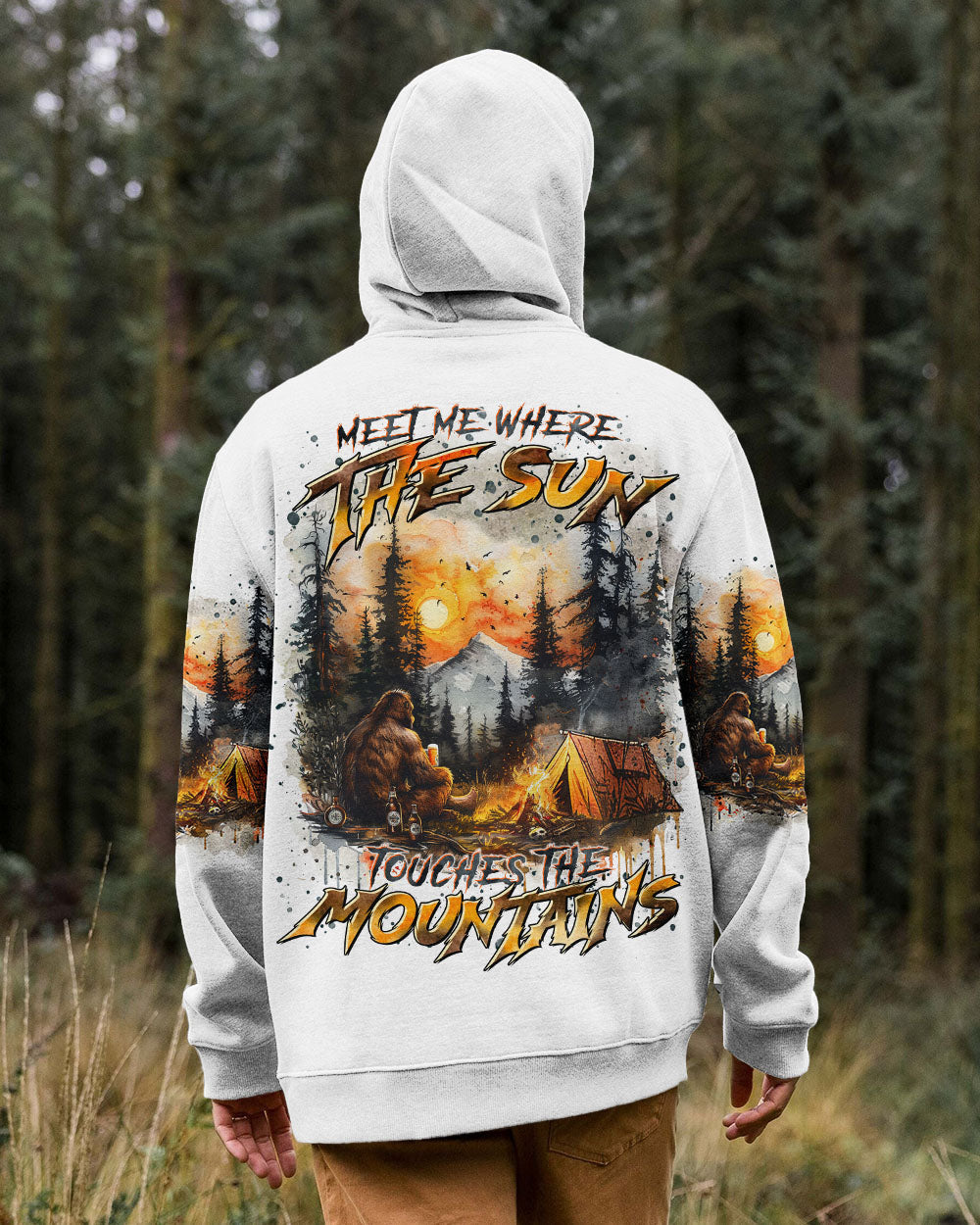 BLISSCORNERS MEET ME WHERE THE SUN TOUCHES THE MOUTAINS BIGFOOT ALL OVER PRINT