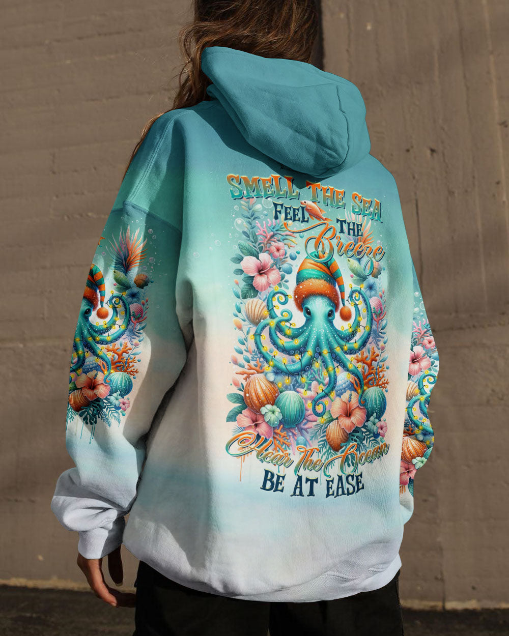BLISSCORNERS SMELL THE SEA FEEL THE BREEZE OCTOPUS CHRISTMAS ALL OVER PRINT