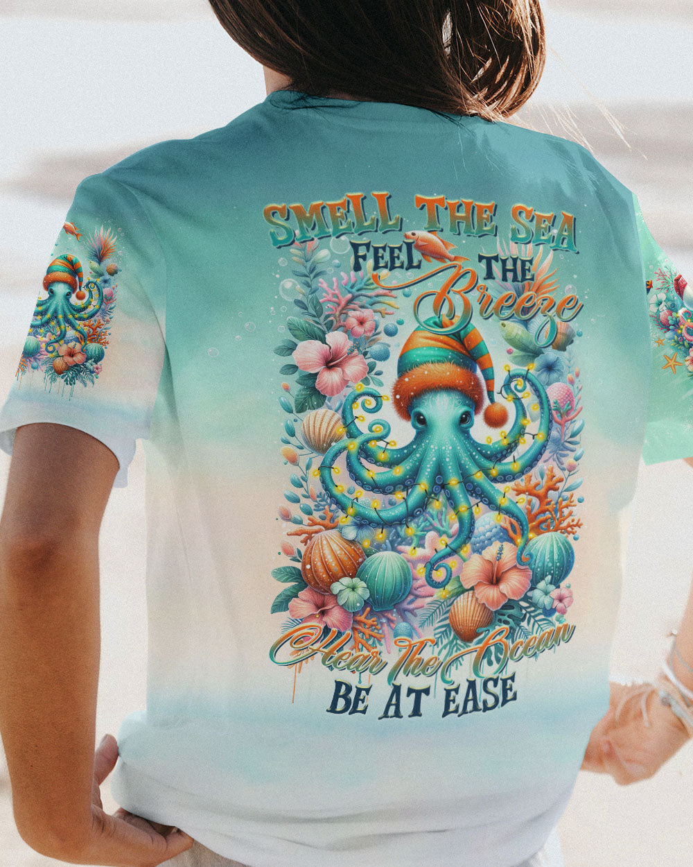 BLISSCORNERS SMELL THE SEA FEEL THE BREEZE OCTOPUS CHRISTMAS ALL OVER PRINT