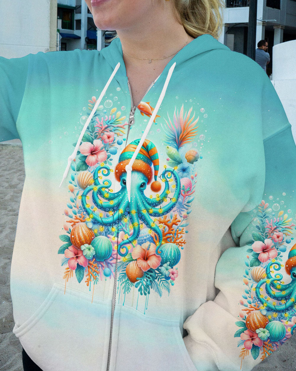 BLISSCORNERS SMELL THE SEA FEEL THE BREEZE OCTOPUS CHRISTMAS ALL OVER PRINT