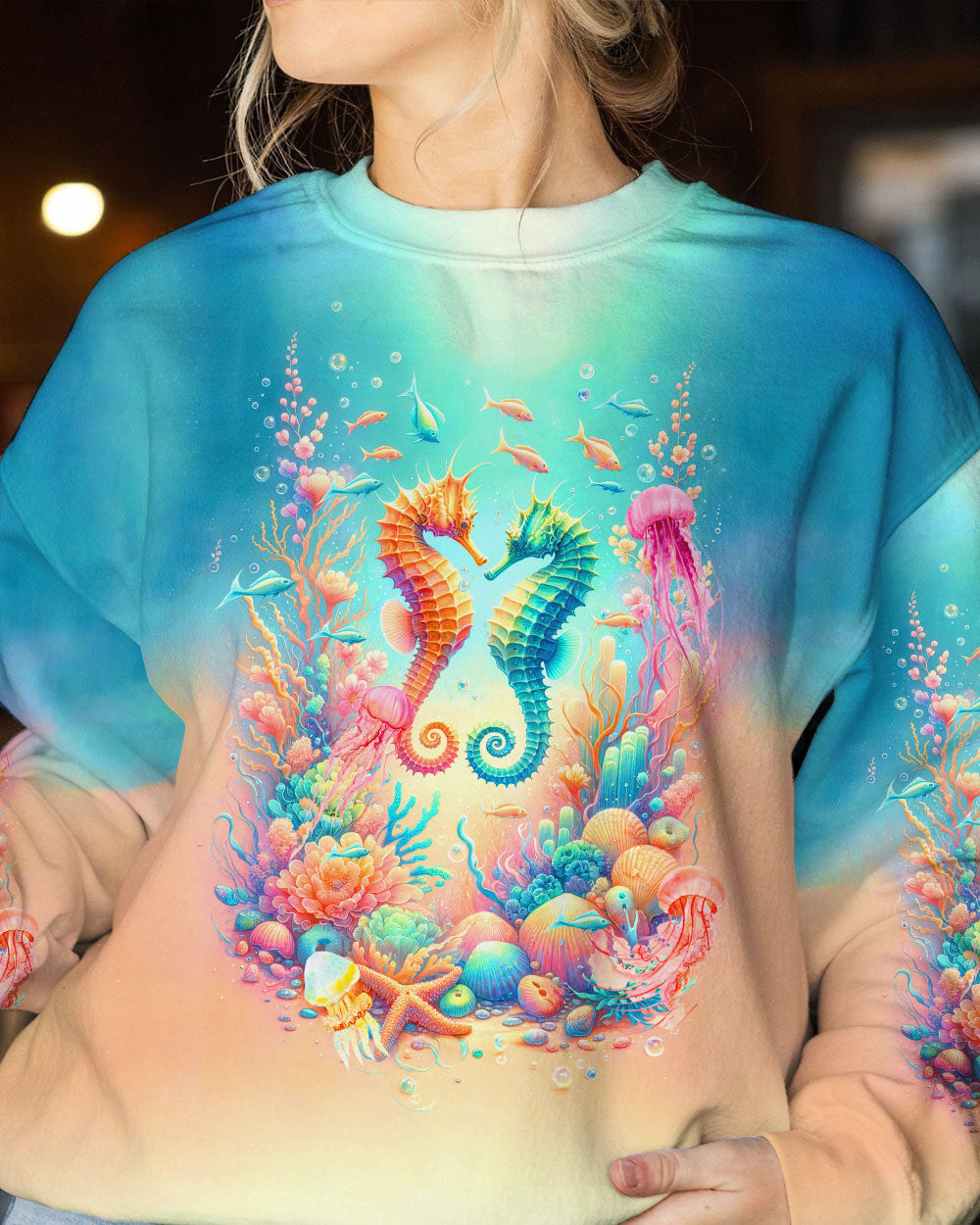 BLISSCORNERS SALTWATER CURES ALL WOUNDS SEAHORSE ALL OVER PRINT