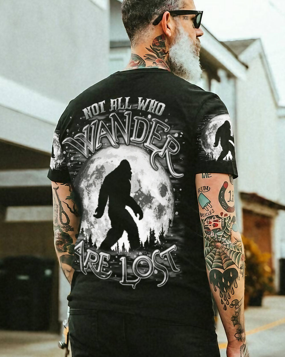 BLISSCORNERS NOT ALL WHO WANDER ARE LOST BIGFOOT MOON ALL OVER PRINT