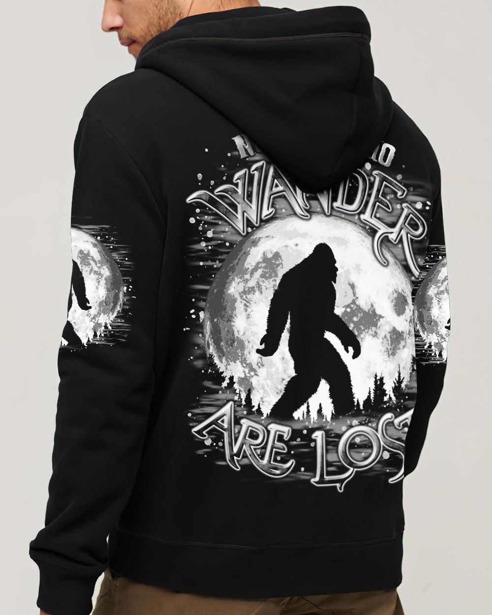 BLISSCORNERS NOT ALL WHO WANDER ARE LOST BIGFOOT MOON ALL OVER PRINT