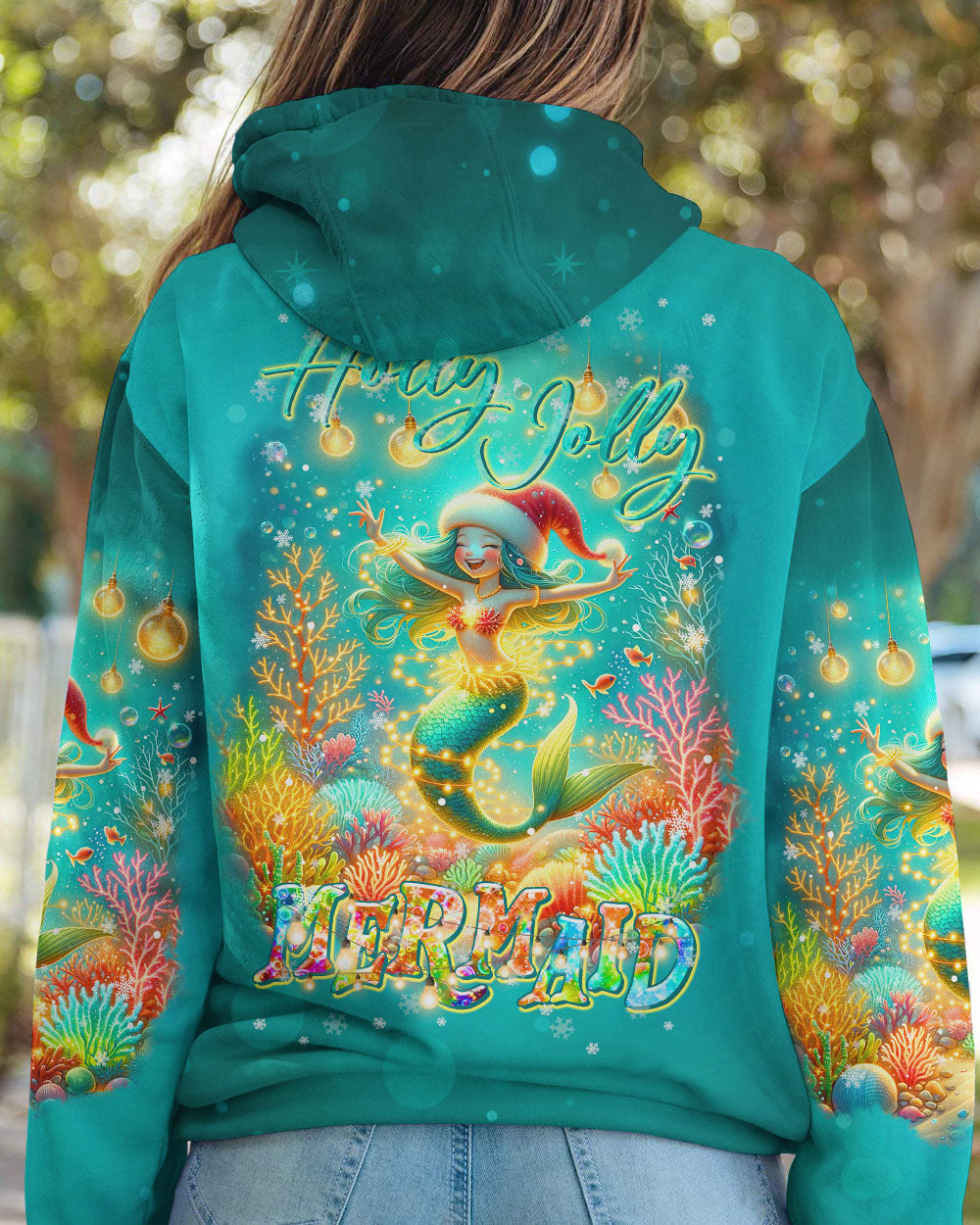 BLISSCORNERS HOLLY JOLLY MERMAID CHRISTMAS ALL OVER PRINT