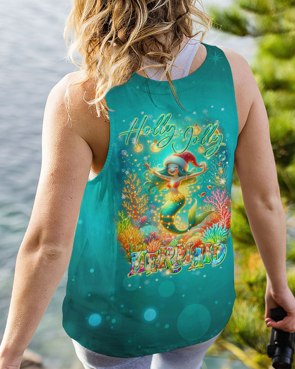 BLISSCORNERS HOLLY JOLLY MERMAID CHRISTMAS ALL OVER PRINT