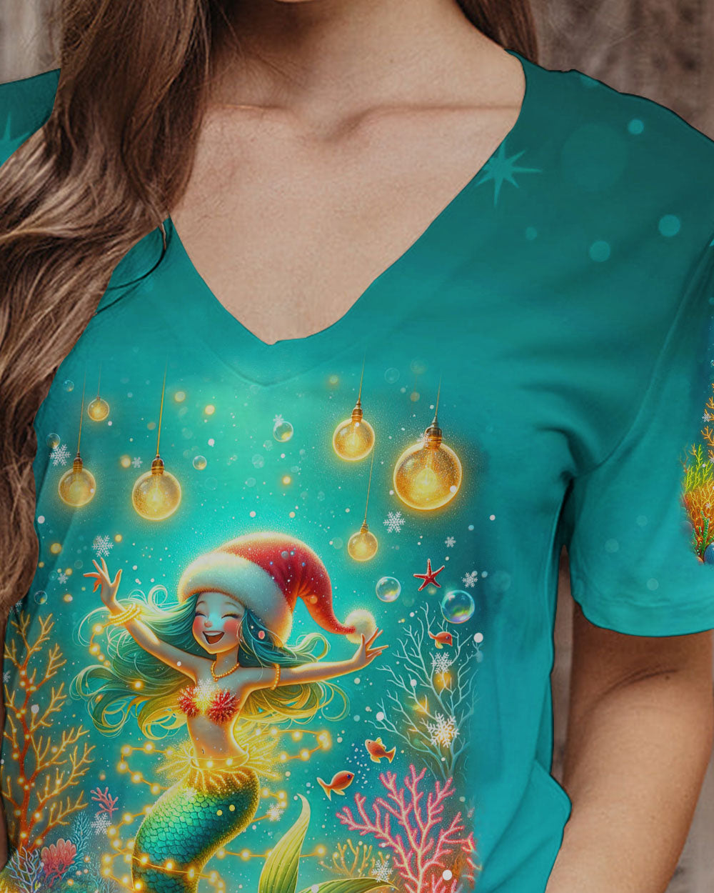 BLISSCORNERS HOLLY JOLLY MERMAID CHRISTMAS ALL OVER PRINT
