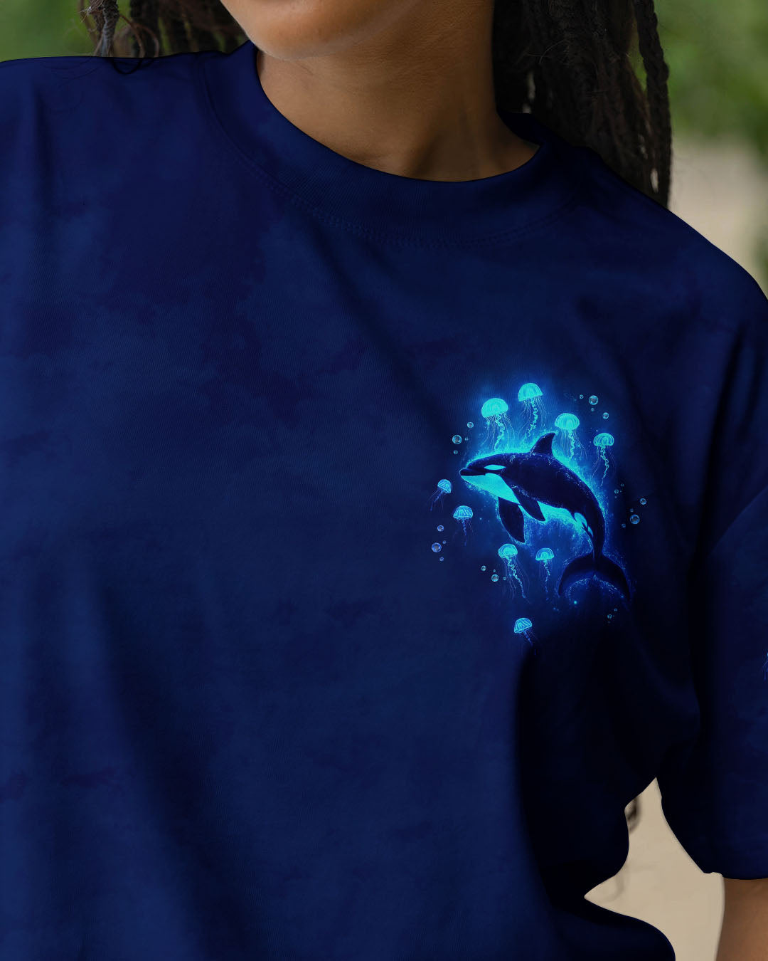 BLISSCORNERS AND INTO THE OCEAN I GO ORCA ALL OVER PRINT