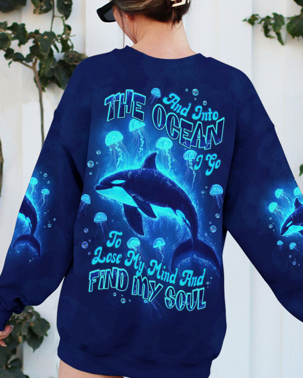 BLISSCORNERS AND INTO THE OCEAN I GO ORCA ALL OVER PRINT