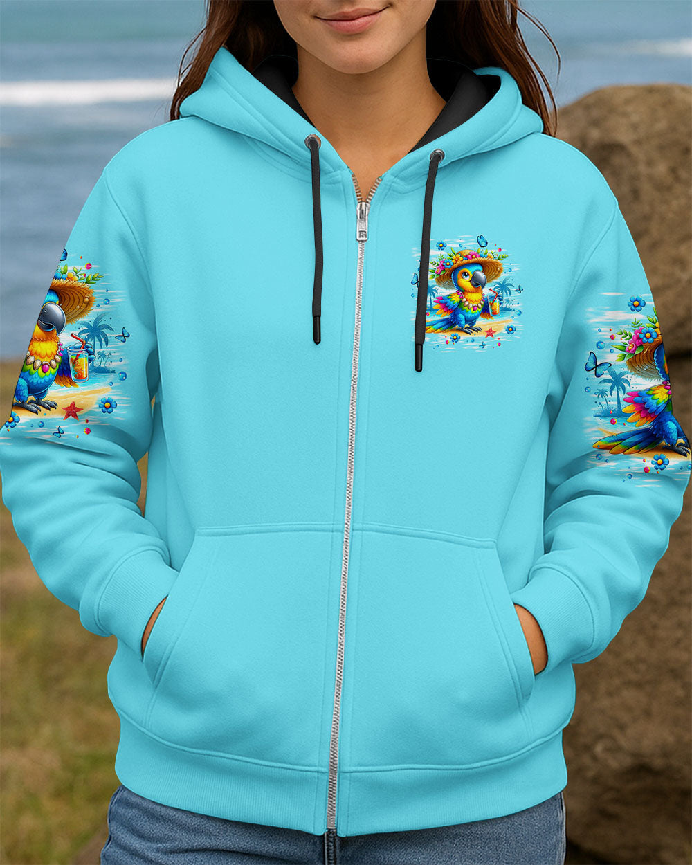 BLISSCORNERS BEACH BUM ON ISLAND TIME PARROT ALL OVER PRINT