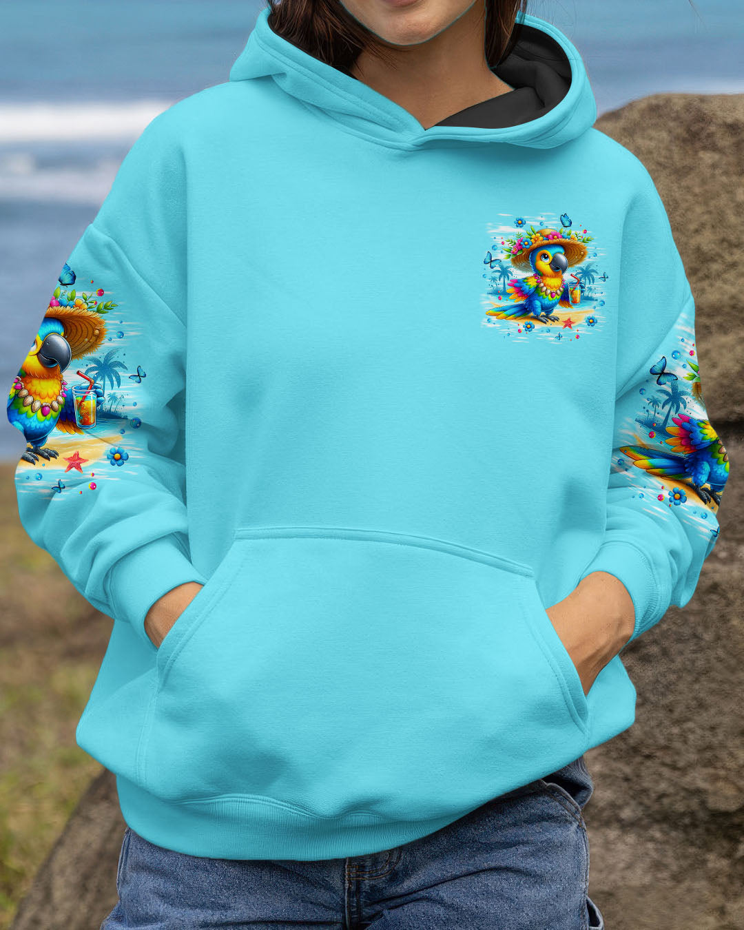 BLISSCORNERS BEACH BUM ON ISLAND TIME PARROT ALL OVER PRINT