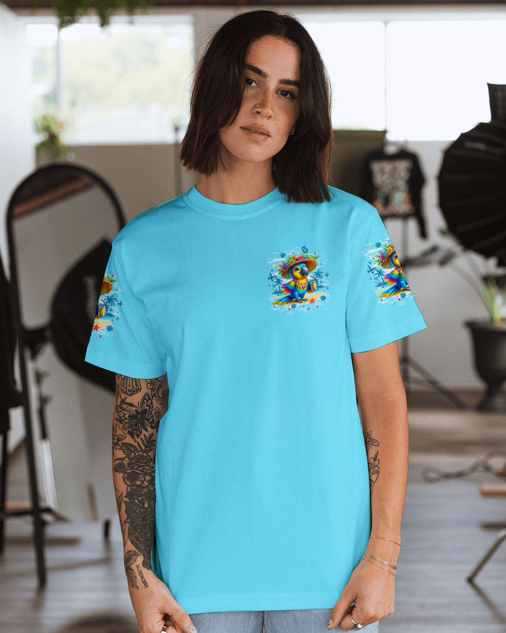 BLISSCORNERS BEACH BUM ON ISLAND TIME PARROT ALL OVER PRINT