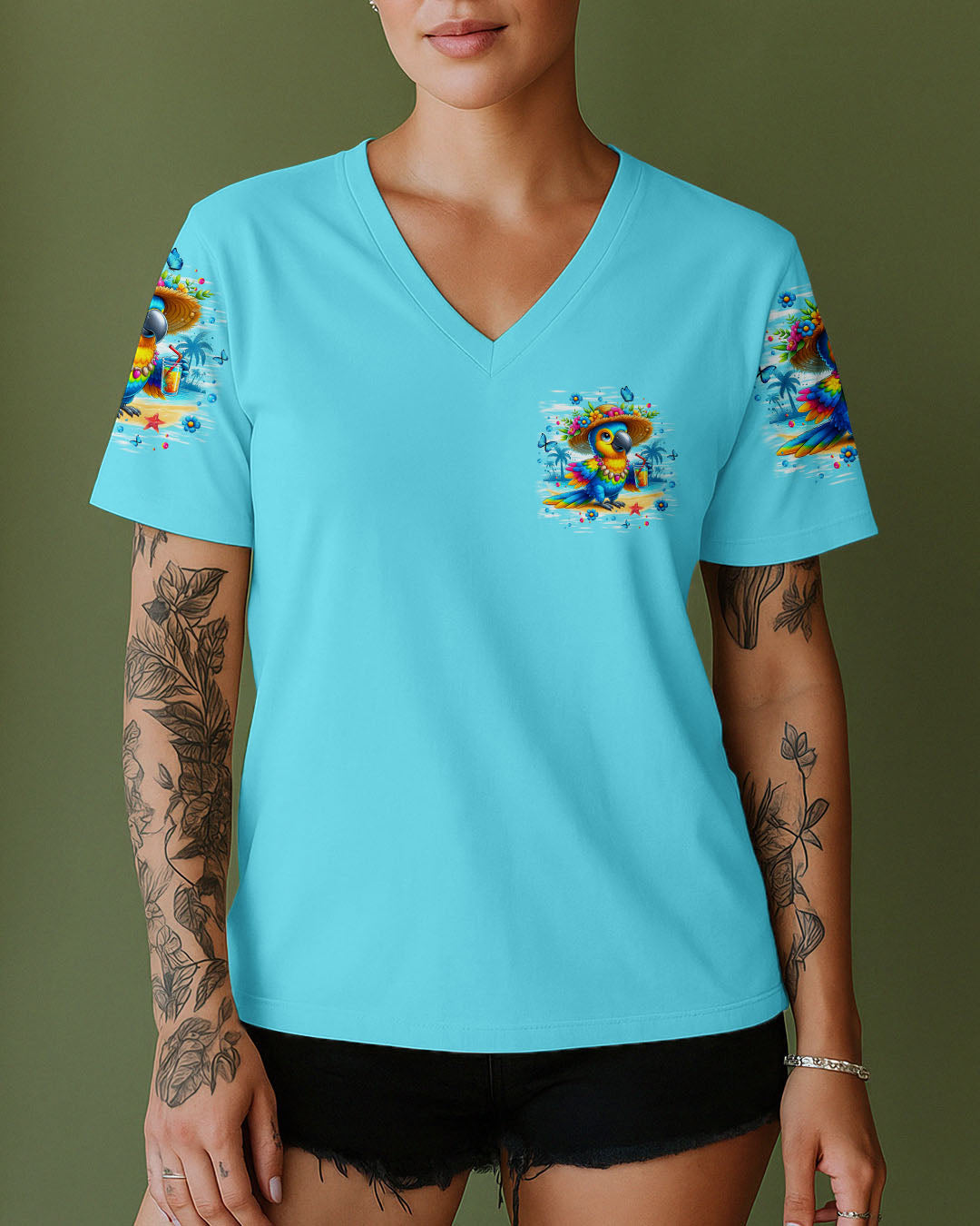 BLISSCORNERS BEACH BUM ON ISLAND TIME PARROT ALL OVER PRINT