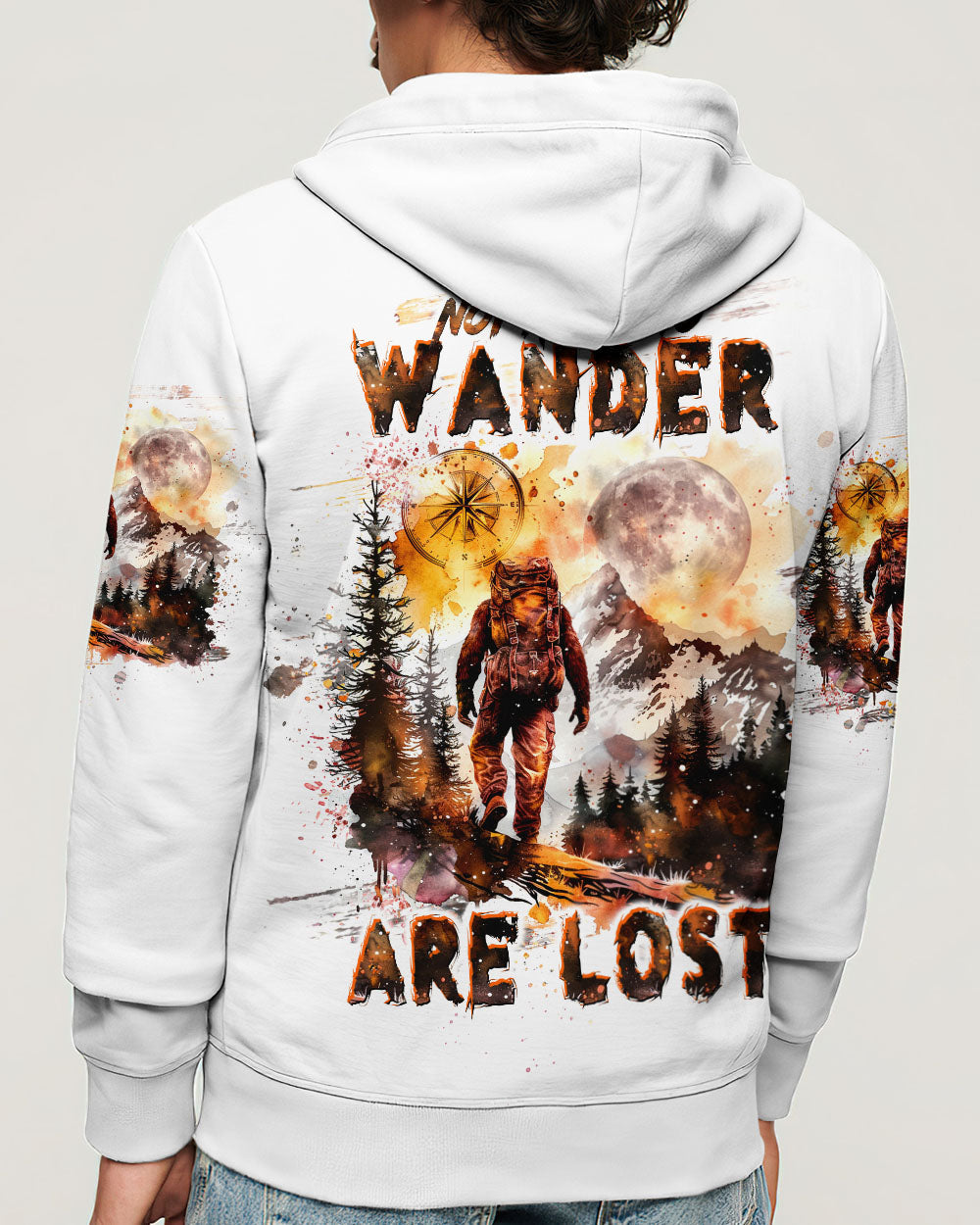 BLISSCORNERS NOT ALL WHO WANDER ARE LOST BIGFOOT COMPASS ALL OVER PRINT