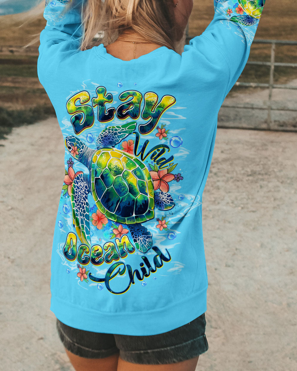 BLISSCORNERS STAY WILD OCEAN CHILD TURTLE ALL OVER PRINT