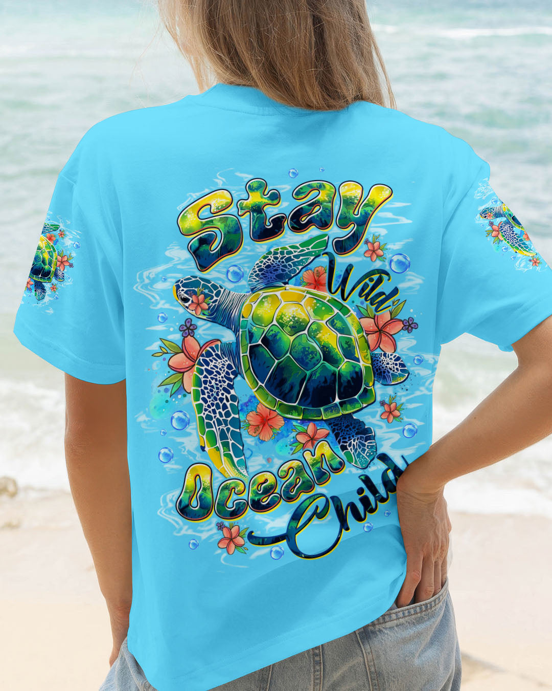 BLISSCORNERS STAY WILD OCEAN CHILD TURTLE ALL OVER PRINT