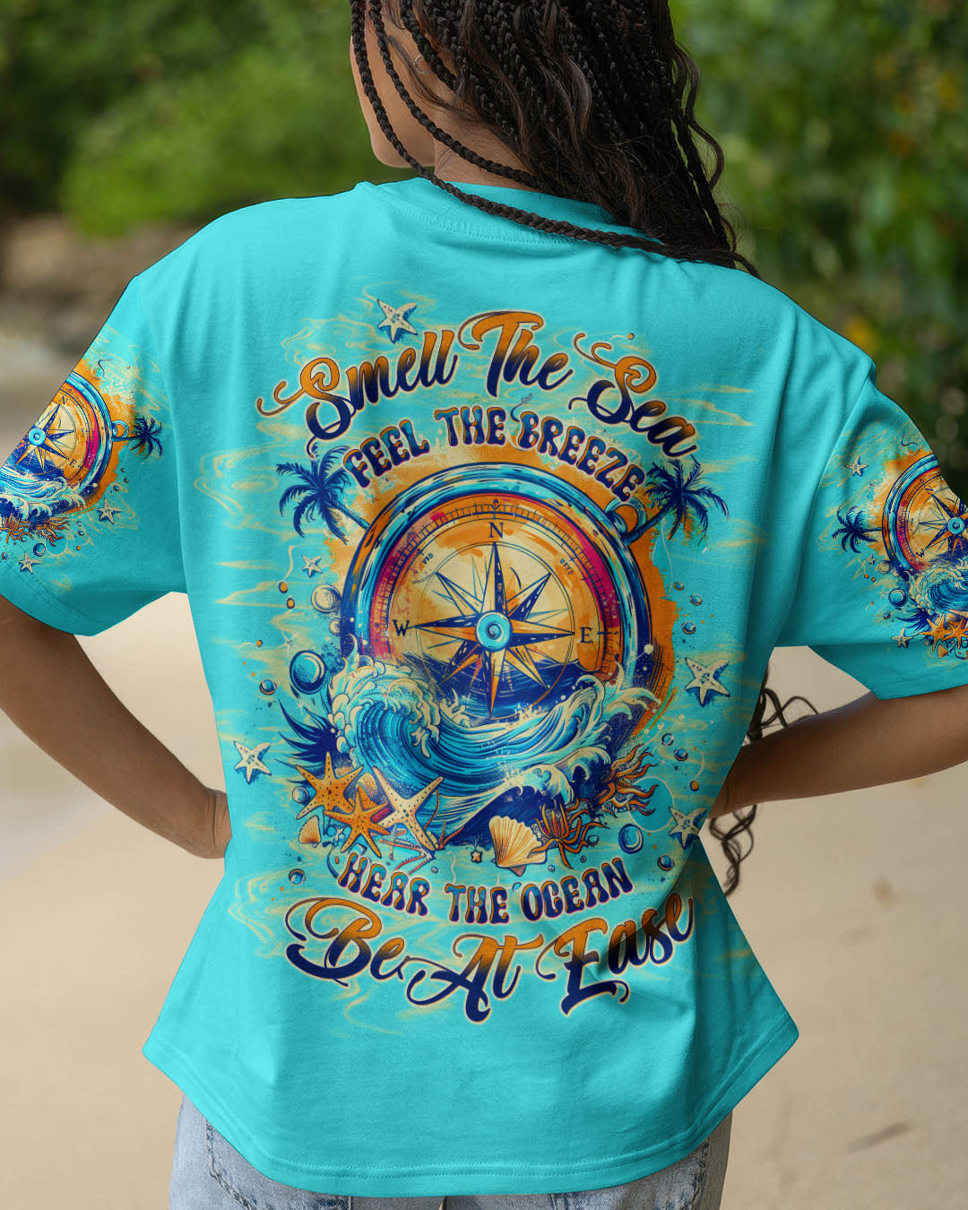 BLISSCORNERS SMELL THE SEA FEEL THE BREEZE COMPASS ALL OVER PRINT