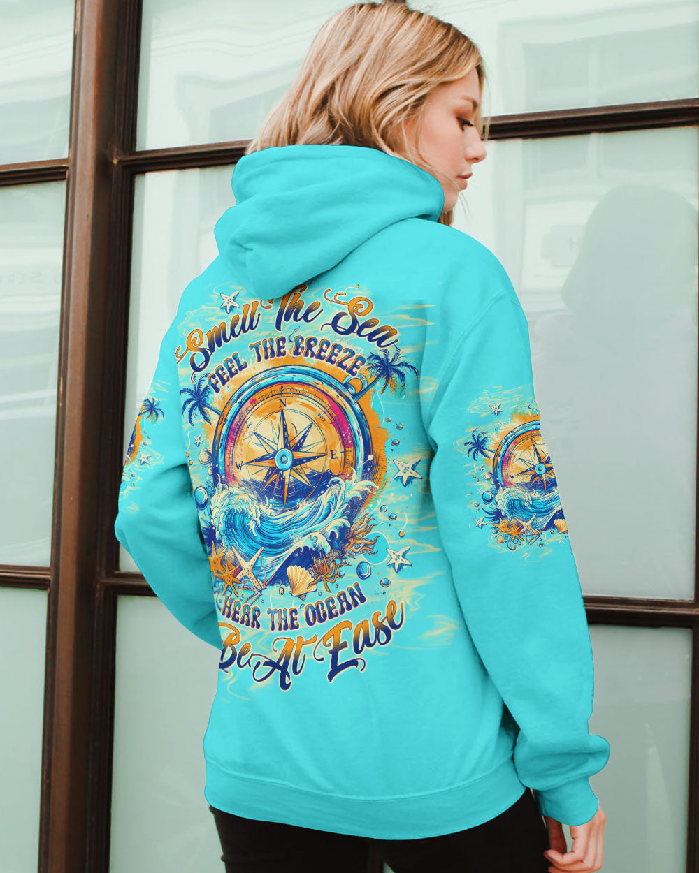 BLISSCORNERS SMELL THE SEA FEEL THE BREEZE COMPASS ALL OVER PRINT