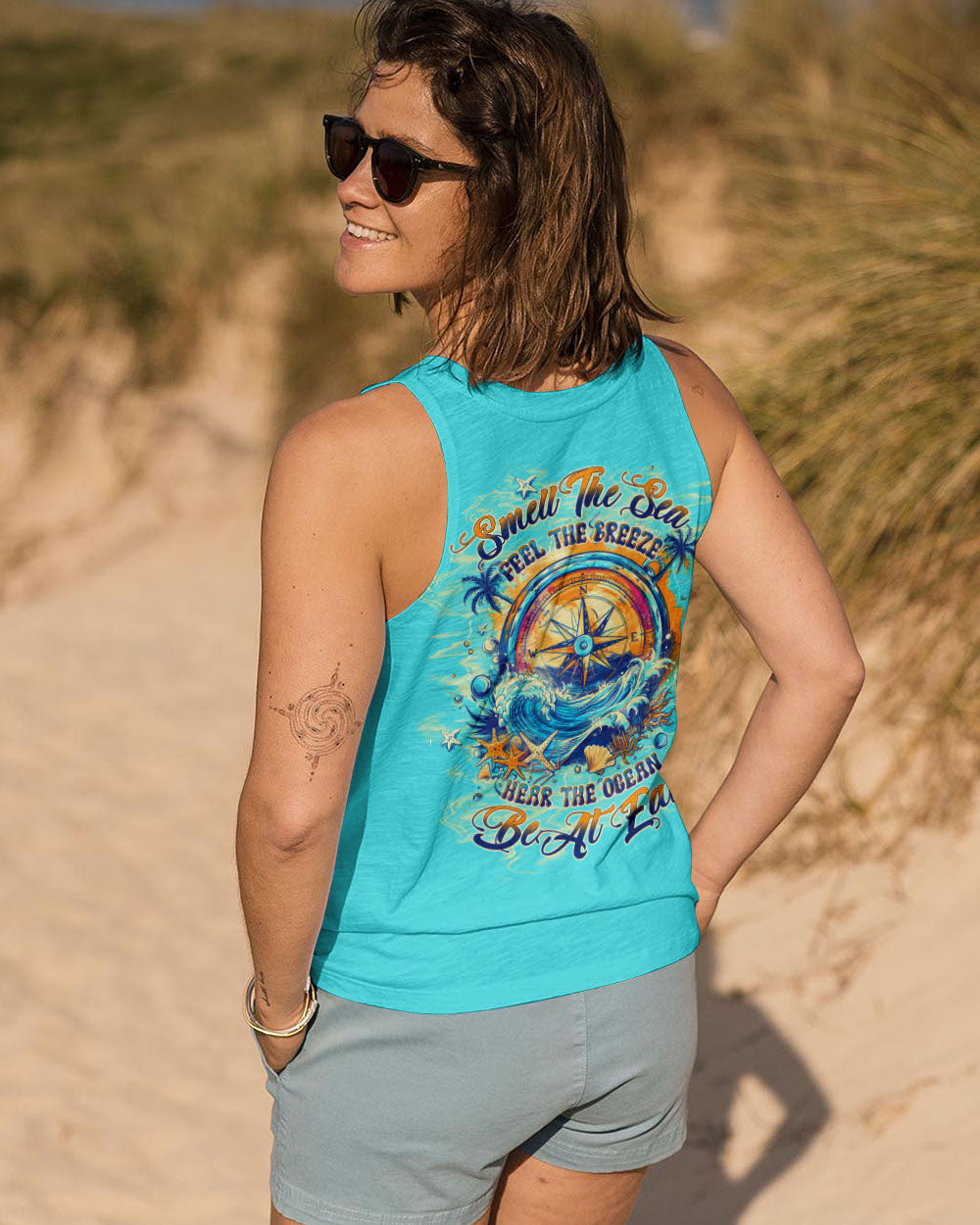 BLISSCORNERS SMELL THE SEA FEEL THE BREEZE COMPASS ALL OVER PRINT