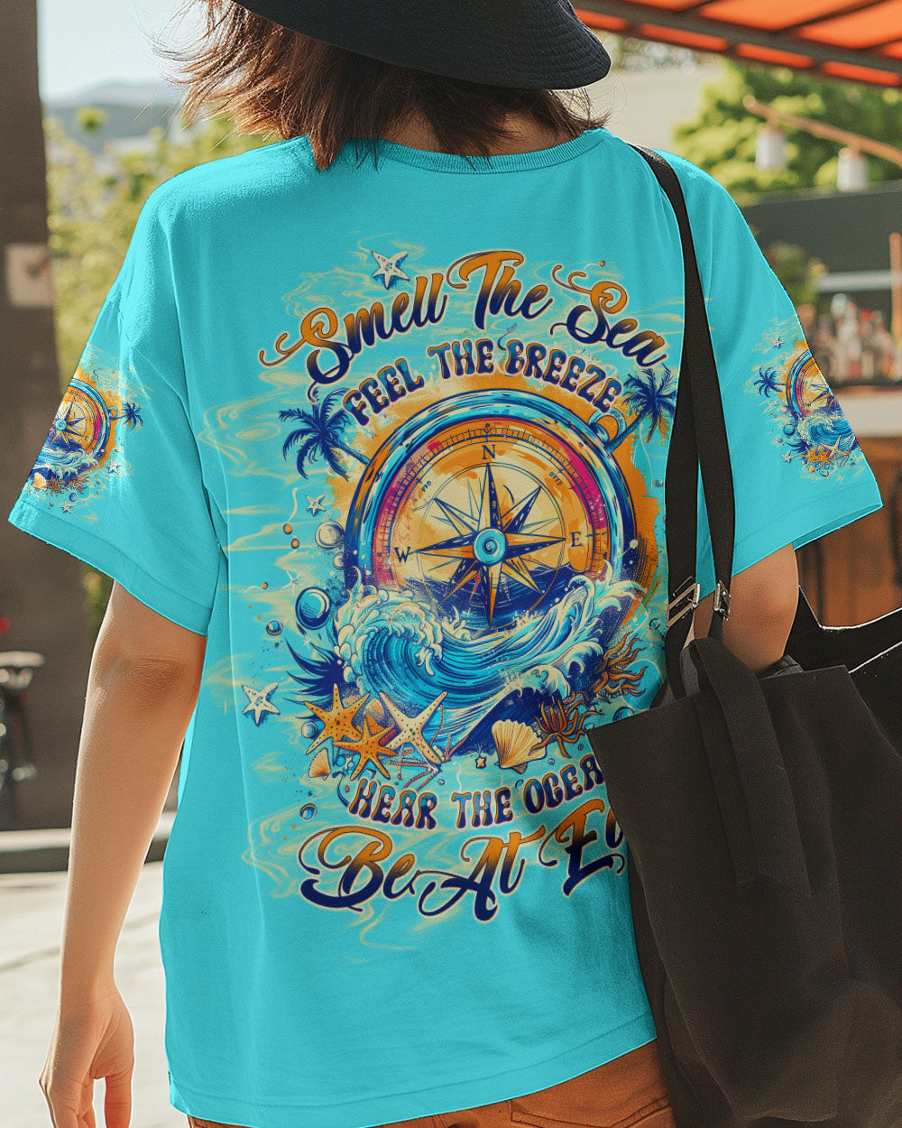 BLISSCORNERS SMELL THE SEA FEEL THE BREEZE COMPASS ALL OVER PRINT