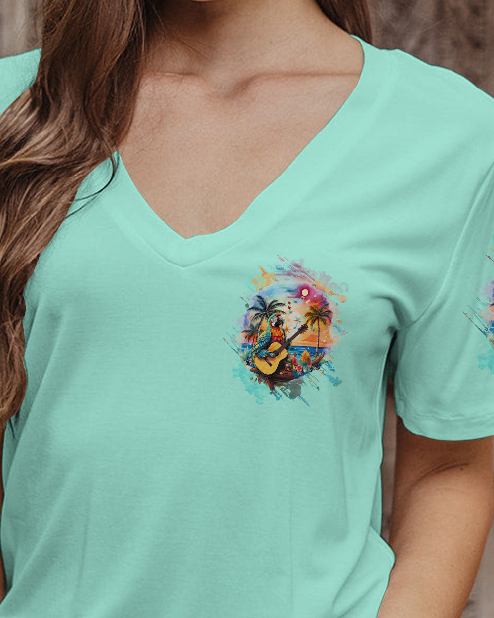BLISSCORNERS FIND ME WHERE THE MUSIC MEETS THE OCEAN PARROT ALL OVER PRINT