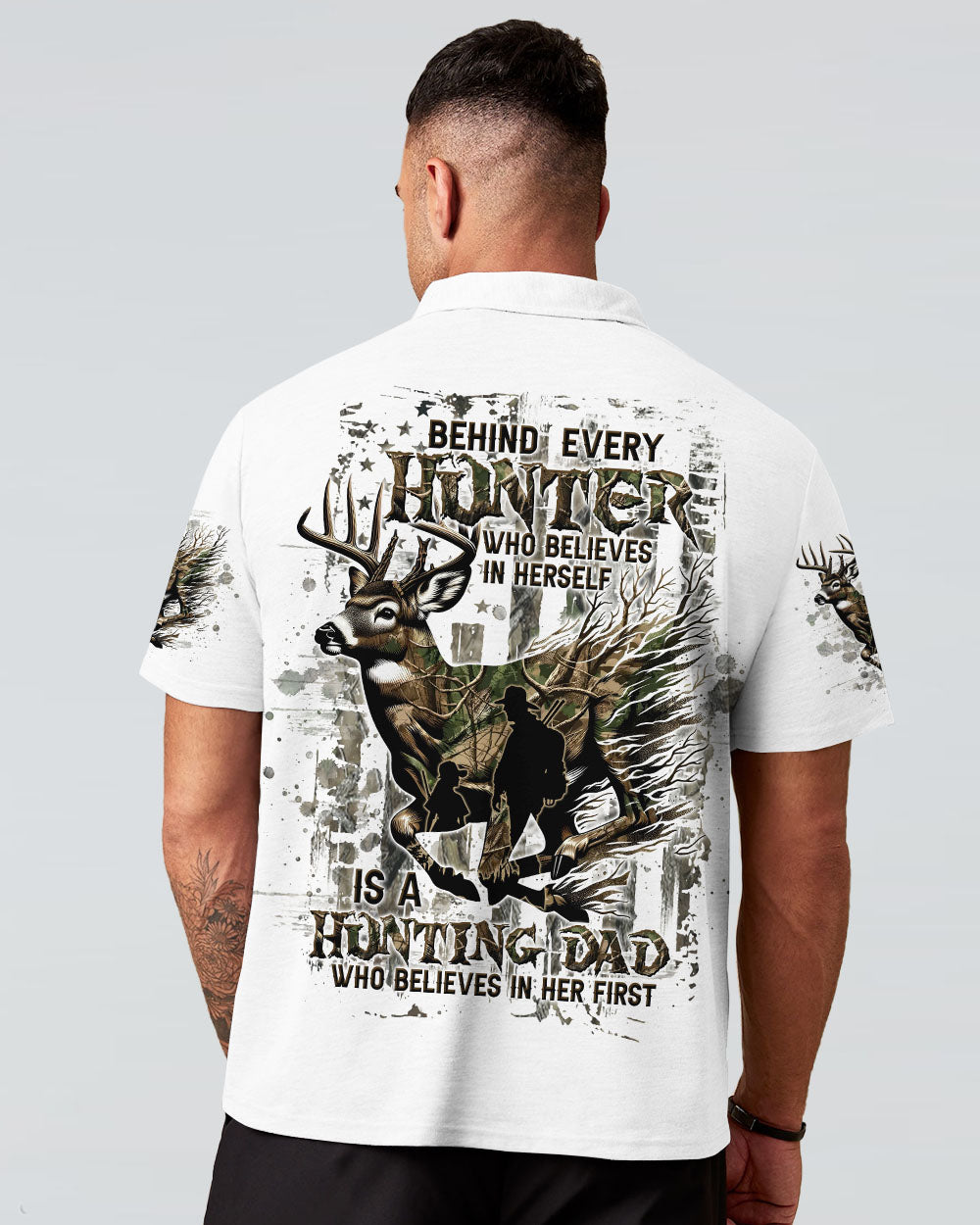 BLISSCORNERS BEHIND EVERY HUNTER HUNTING DEER ALL OVER PRINT