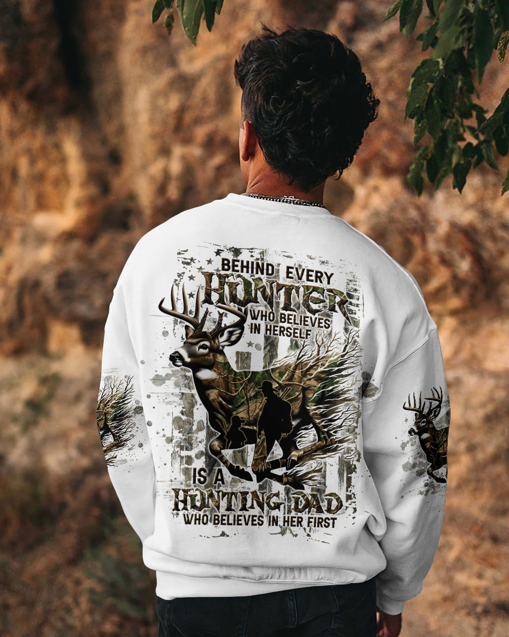 BLISSCORNERS BEHIND EVERY HUNTER HUNTING DEER ALL OVER PRINT