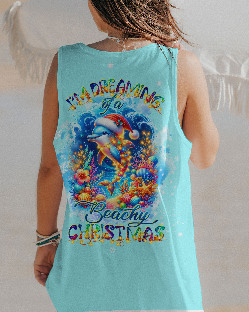 BLISSCORNERS BEACHY CHRISTMAS DOLPHIN ALL OVER PRINT