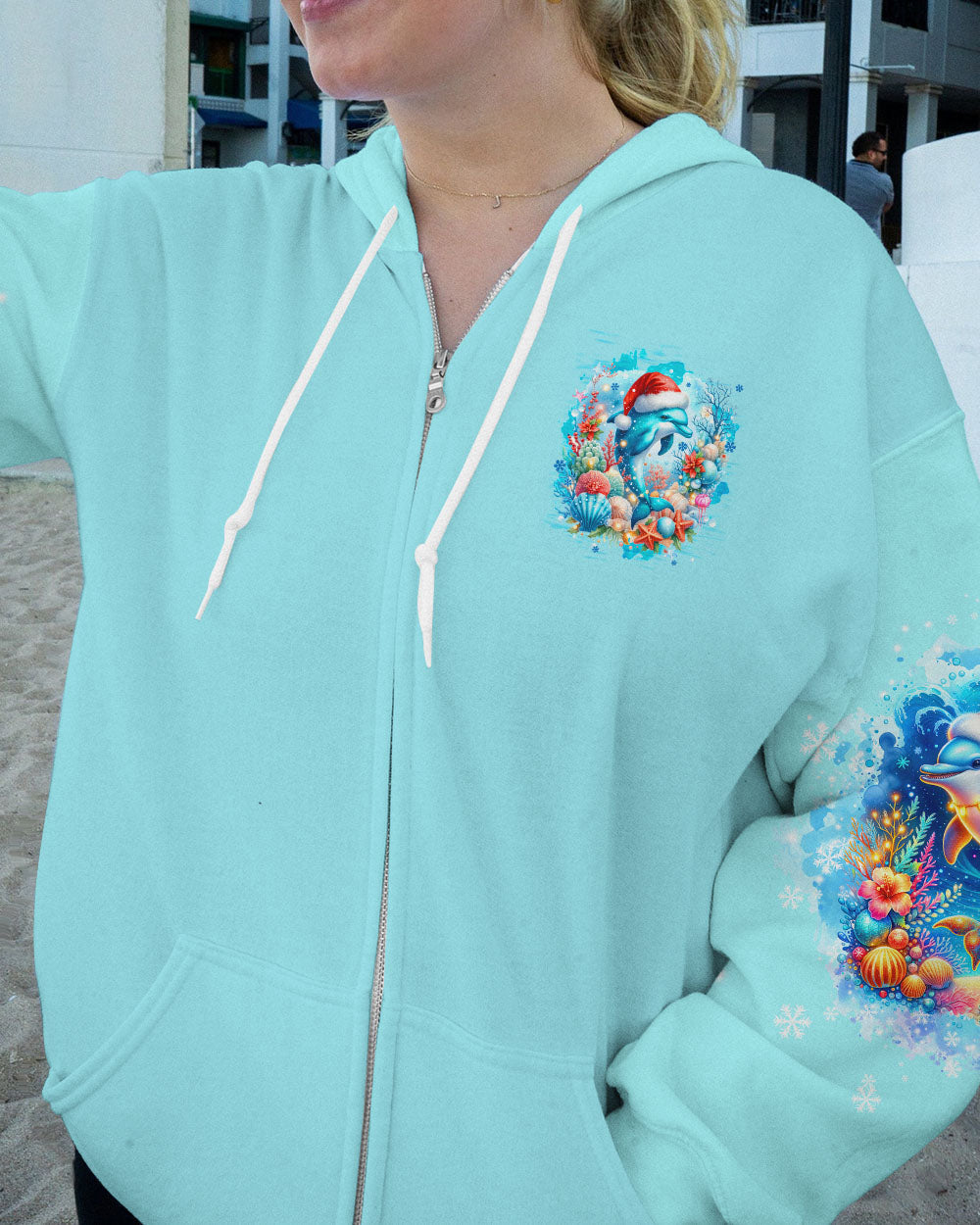 BLISSCORNERS BEACHY CHRISTMAS DOLPHIN ALL OVER PRINT