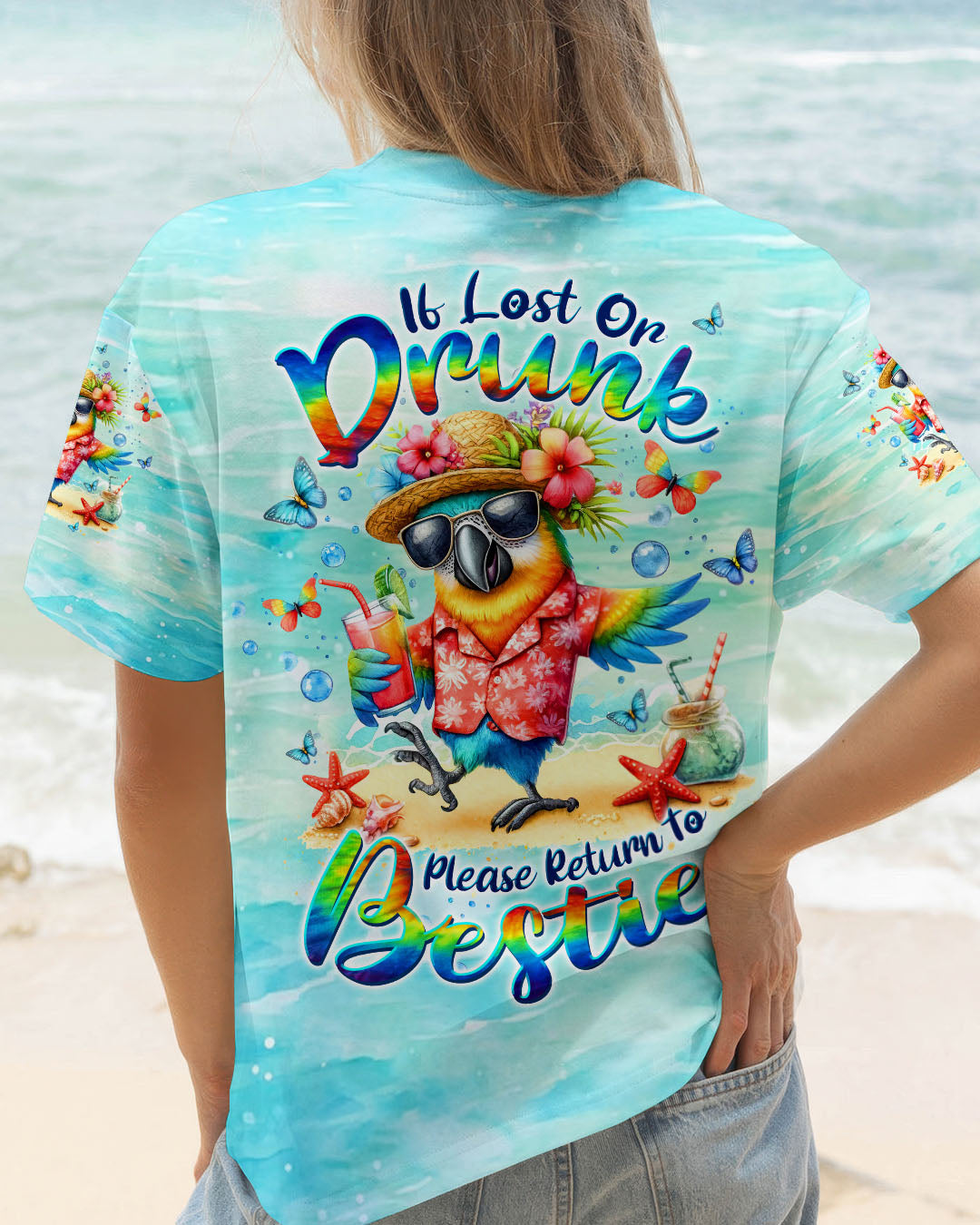 BLISSCORNERS IF LOST OR DRUNK PARROT ALL OVER PRINT
