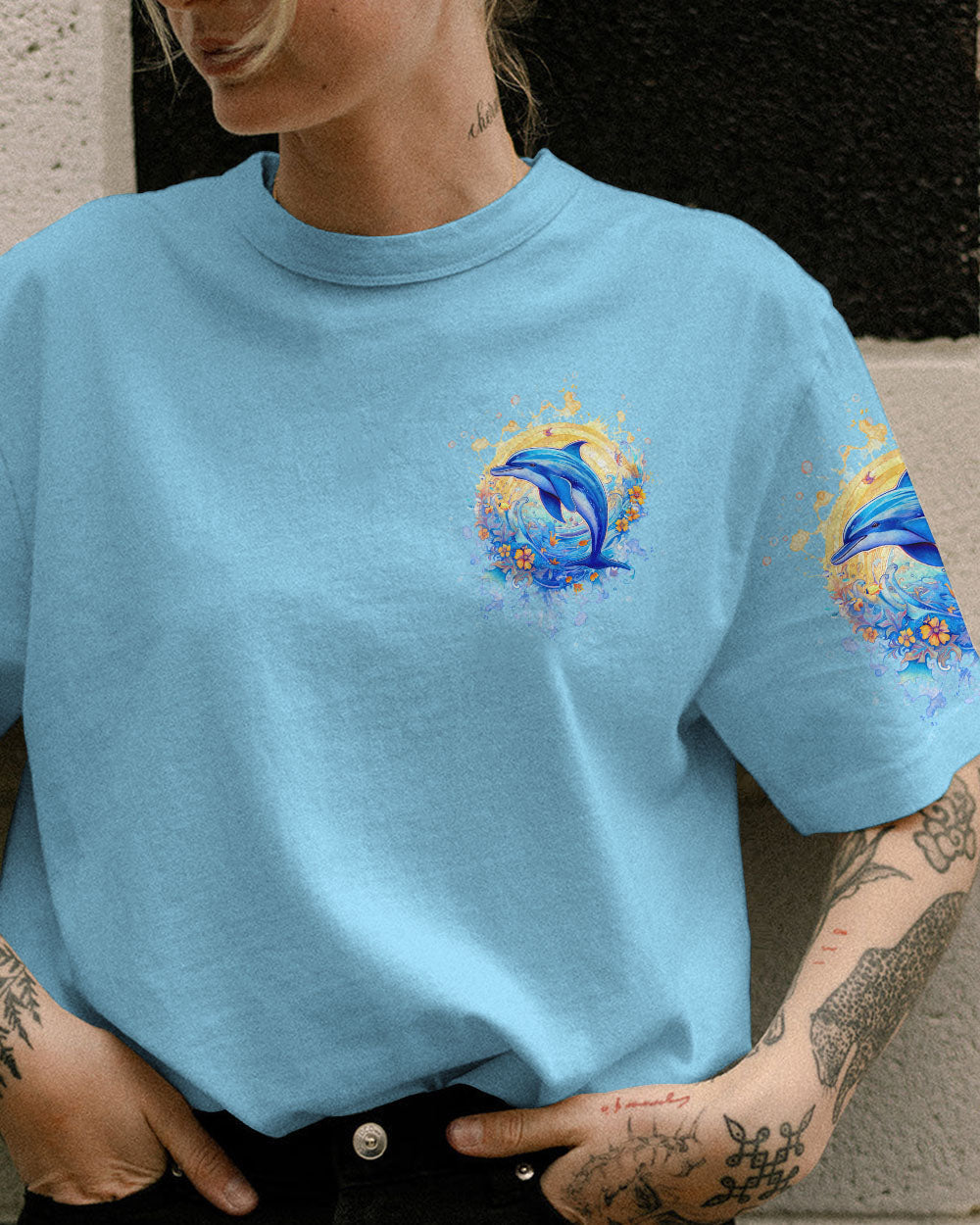 BLISSCORNERS AN OCEAN BREEZE DOLPHIN ALL OVER PRINT