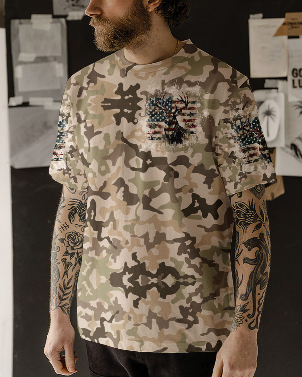 BLISSCORNERS BEHIND EVERY HUNTER HUNTING DEER ALL OVER PRINT