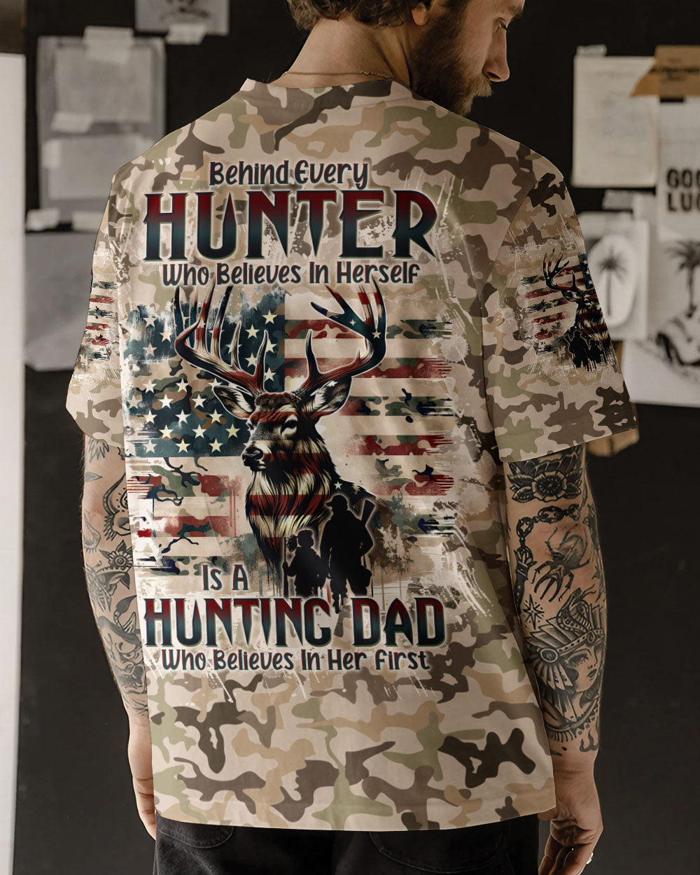 BLISSCORNERS BEHIND EVERY HUNTER HUNTING DEER ALL OVER PRINT