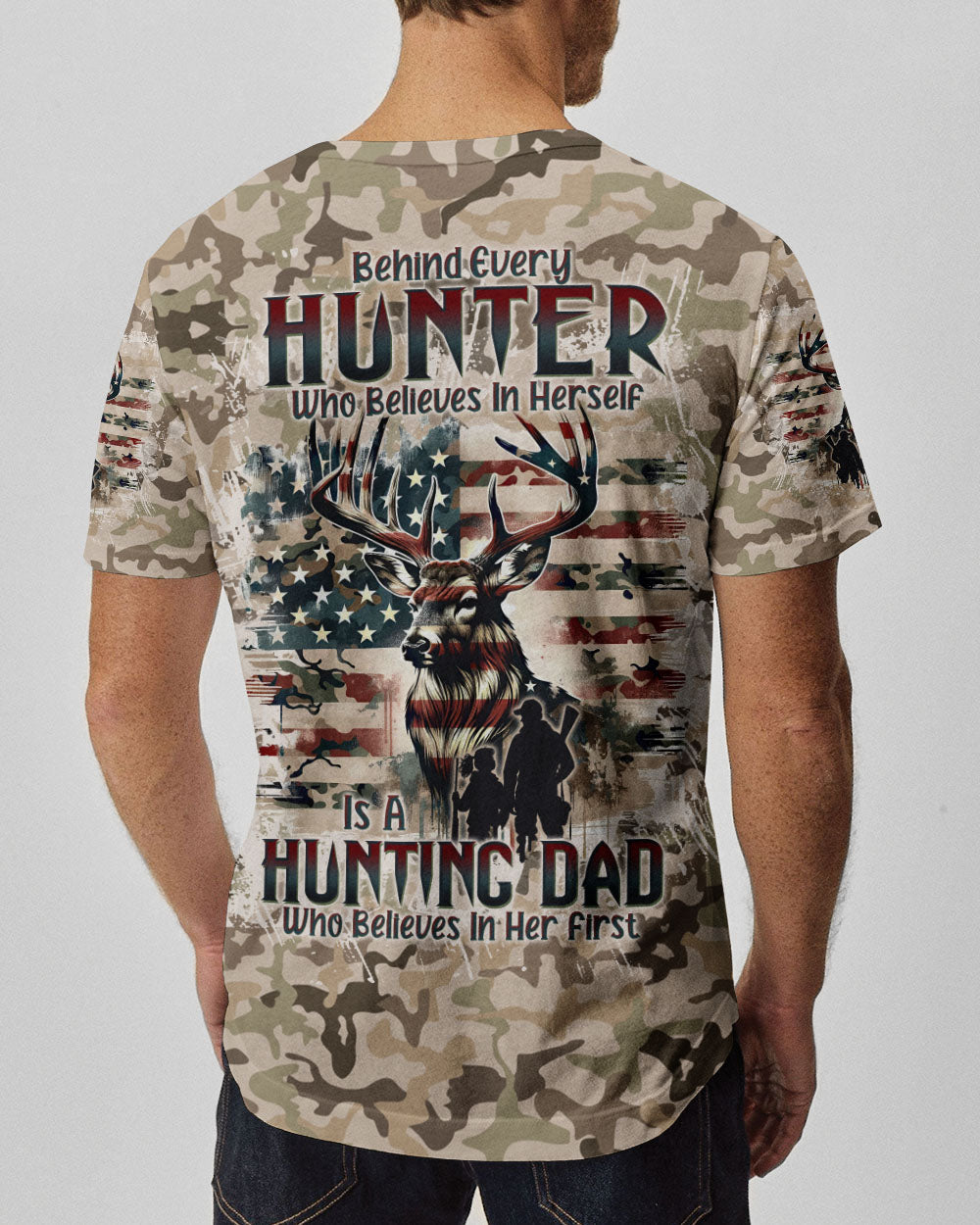 BLISSCORNERS BEHIND EVERY HUNTER HUNTING DEER ALL OVER PRINT