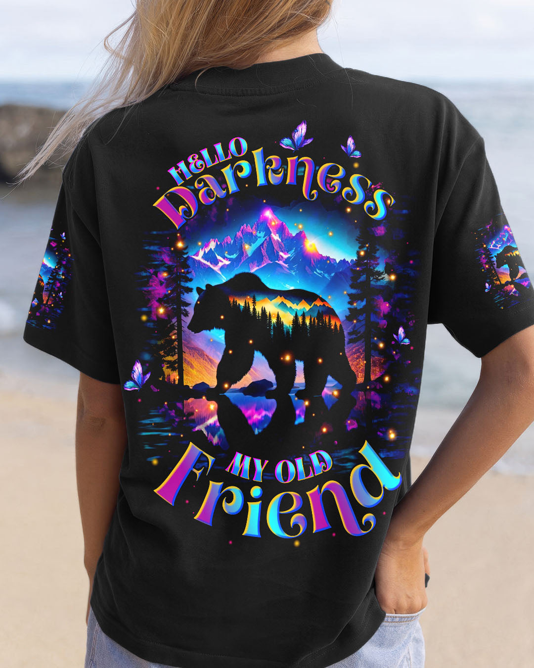 BLISSCORNERS HELLO DARKNESS MY OLD FRIEND BEAR ALL OVER PRINT