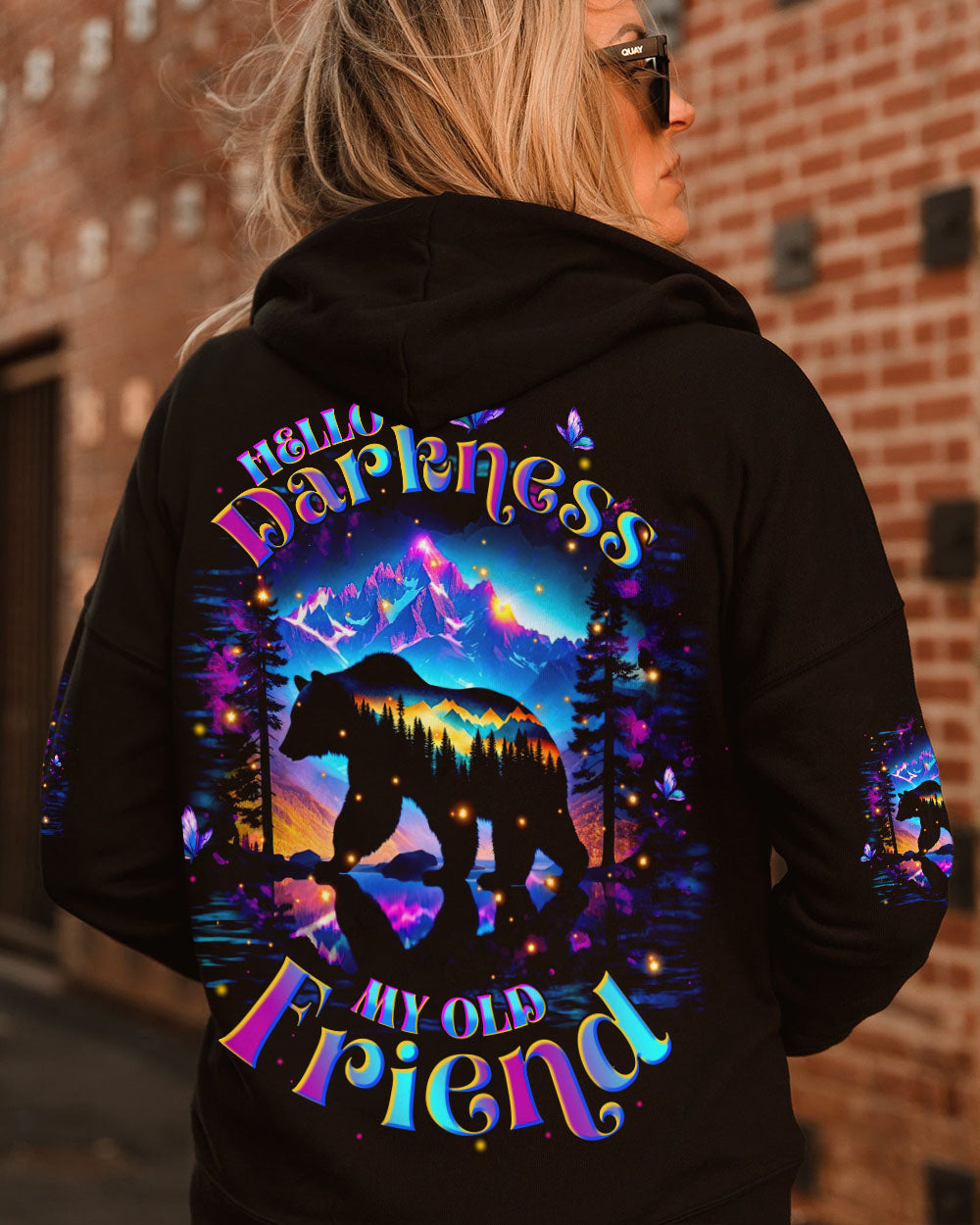 BLISSCORNERS HELLO DARKNESS MY OLD FRIEND BEAR ALL OVER PRINT