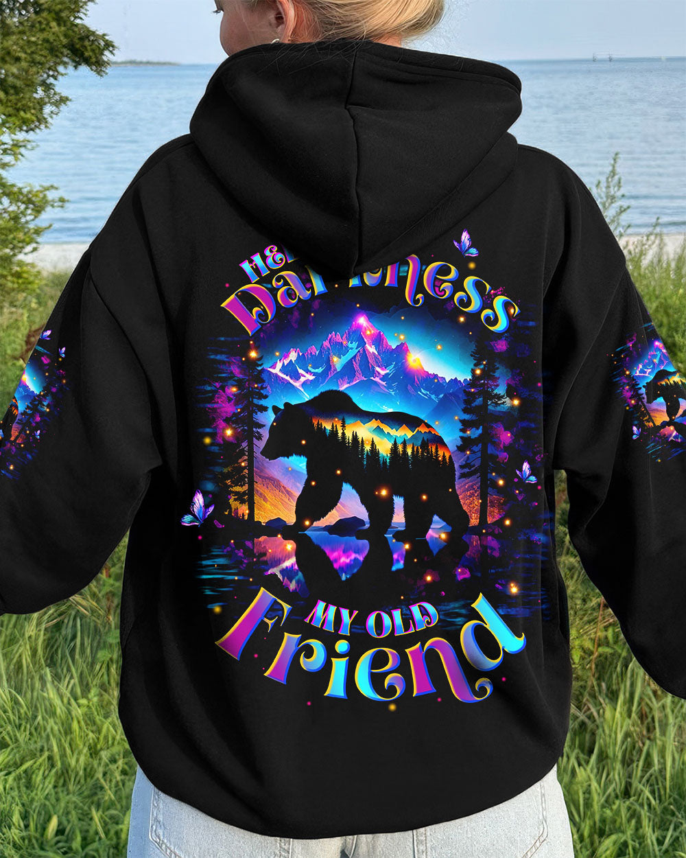 BLISSCORNERS HELLO DARKNESS MY OLD FRIEND BEAR ALL OVER PRINT