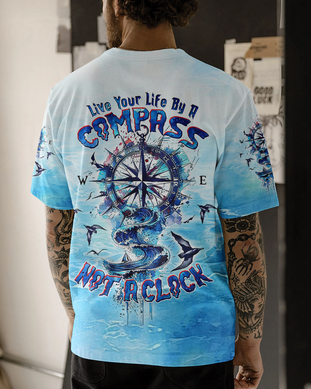 BLISSCORNERS LIVE YOUR LIFE BY A COMPASS WAVES ALL OVER PRINT