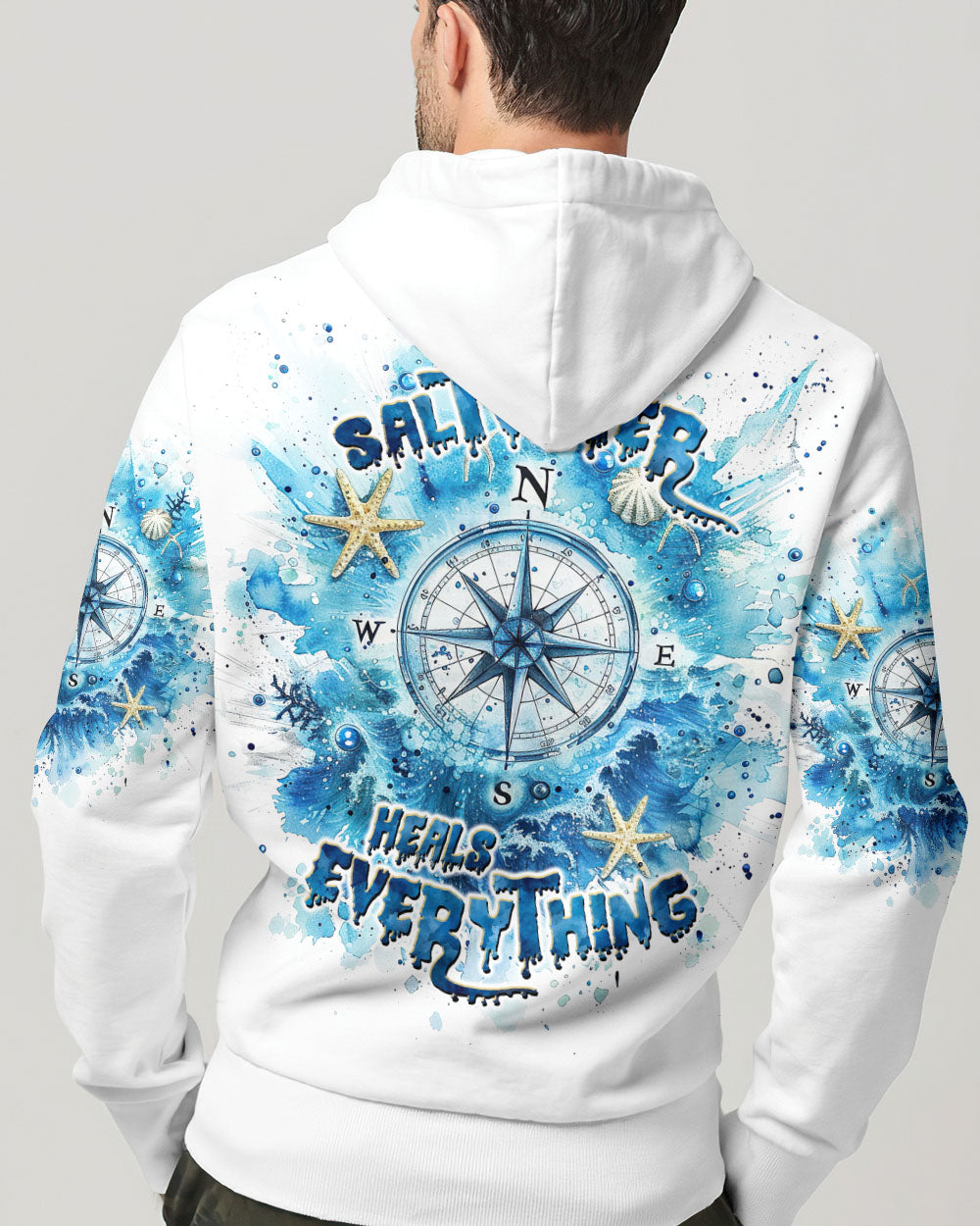 BLISSCORNERS SALTWATER HEALS EVERYTHING COMPASS ALL OVER PRINT