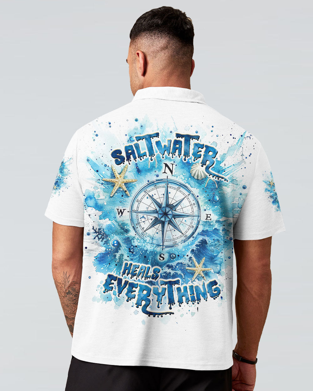 BLISSCORNERS SALTWATER HEALS EVERYTHING COMPASS ALL OVER PRINT