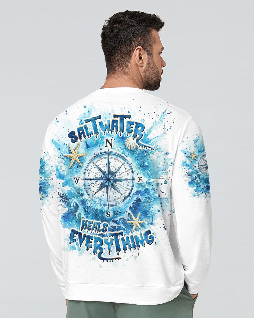 BLISSCORNERS SALTWATER HEALS EVERYTHING COMPASS ALL OVER PRINT